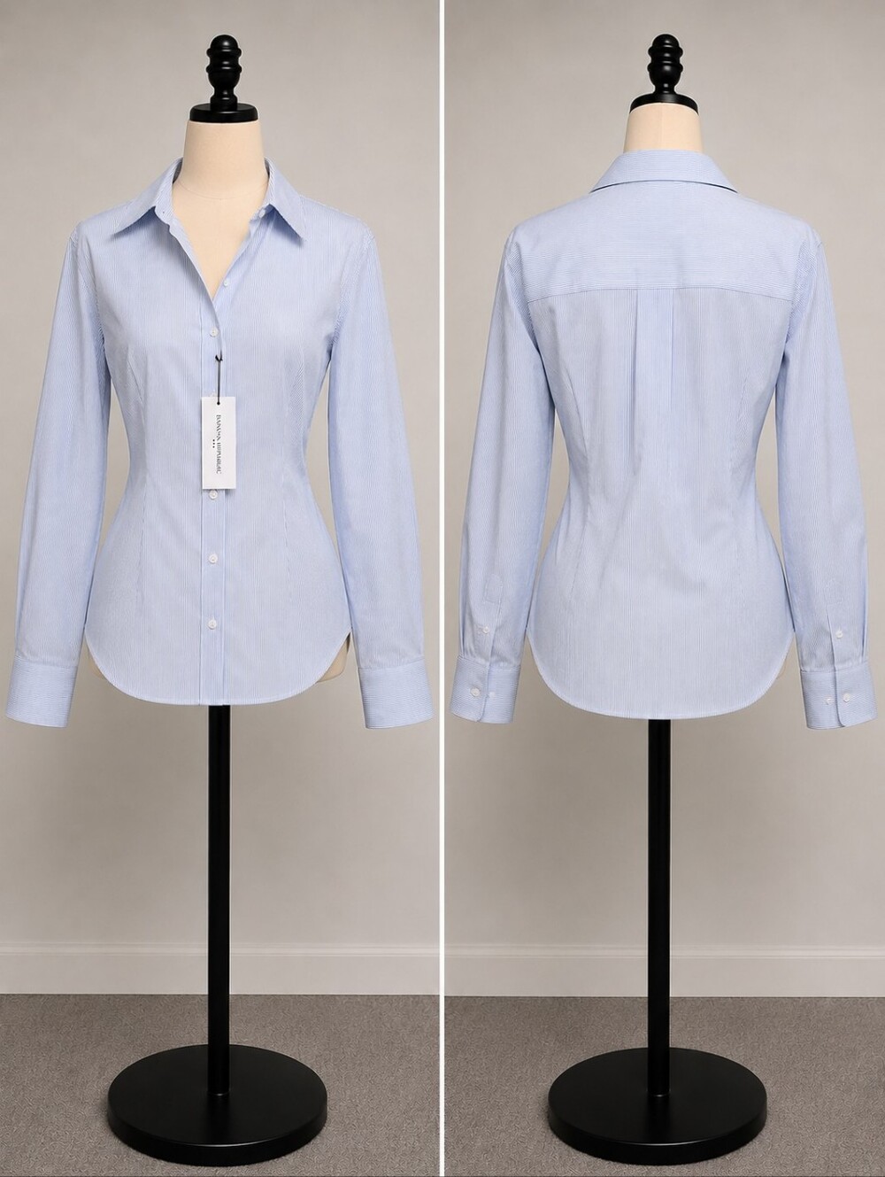 Banana Republic Blue White Stripe Button Shirt Size 14 NWT